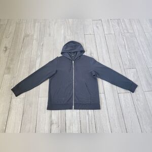 Theory 100% organic pima cotton dark green mattis waffle knit zip up hoodie XL